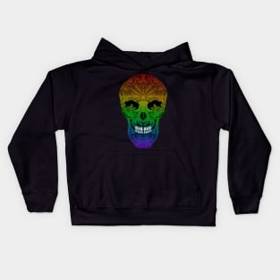 Sugar Skull Day of the Dead Art version #3 Rainbow Kids Hoodie